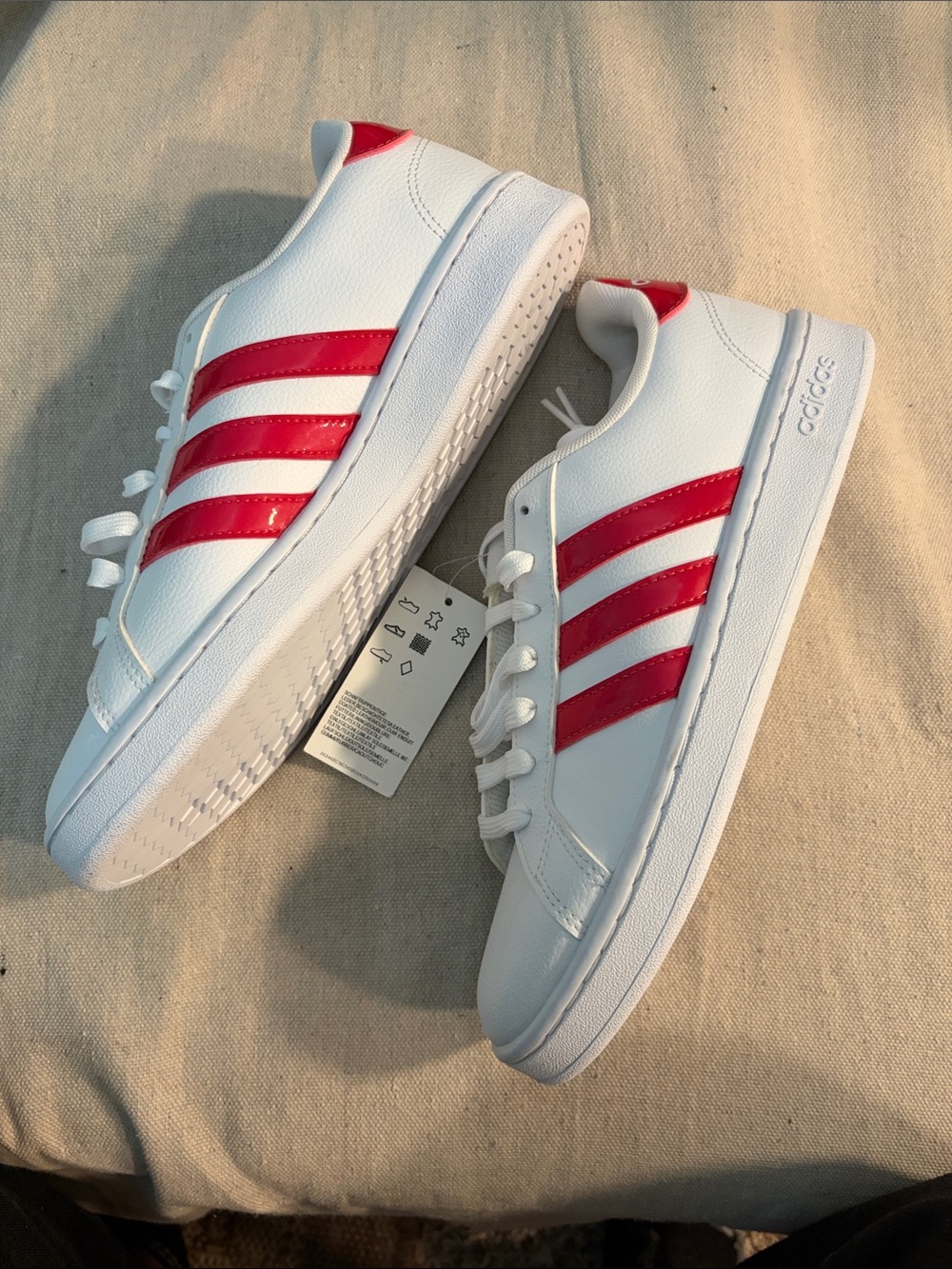adidas White Sneakers with Red Three-Stripes - Picture 2 of 6